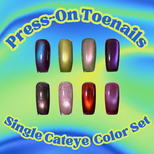 Press-On Toenails Single Cateye Color Set